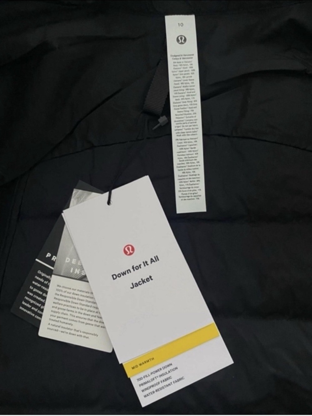 NWT Lululemon Women’s Down For It All Jacket Size 10 Black - Picture 4 of 8